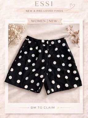 LOFT Black Shorts with White Polka Dots